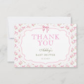 Carte de remerciements de Baby shower de fille de  (Devant)