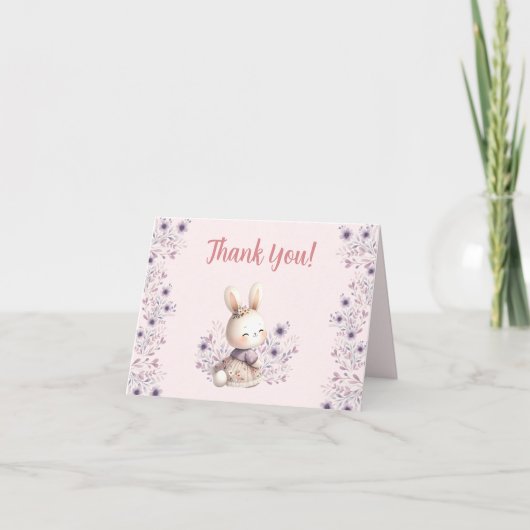 Carte de remerciements de Baby shower de fille ros (Devant)