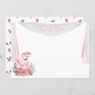 Carte de remerciements de baby shower de Flamant