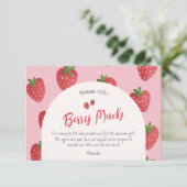 Carte de remerciements de Baby shower de fraises p (Debout devant)