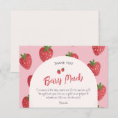 Carte de remerciements de Baby shower de fraises p (Devant / Derrière)