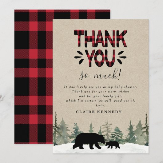 Carte de remerciements de Baby shower de la filièr (Devant / Derrière)