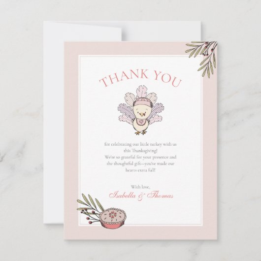 Carte de remerciements de Baby shower de la petite (Devant)