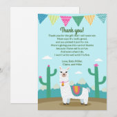 Carte de remerciements de baby shower de lama (Devant / Derrière)