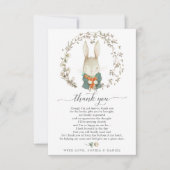 Carte de remerciements de Baby shower de lapin vin (Devant)
