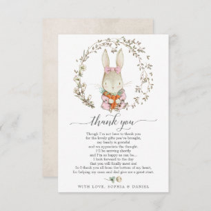 Carte de remerciements de Baby shower de lapin vin