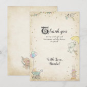 Carte de remerciements de baby shower de livre (Devant / Derrière)