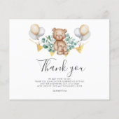 Carte de remerciements de Baby shower de l'ours de (Devant)
