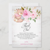 Carte de remerciements de Baby shower de l'ours en (Devant)