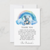 Carte de remerciements de Baby shower de l'ours en (Devant)