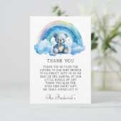 Carte de remerciements de Baby shower de l'ours en (Debout devant)