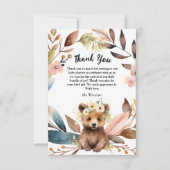 Carte de remerciements de Baby shower de l'ours ru (Devant)