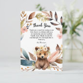 Carte de remerciements de Baby shower de l'ours ru (Debout devant)