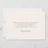 Carte de remerciements de Baby shower de machine à (Dos)