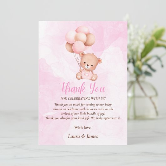 Carte de remerciements de Baby shower de mignonne  (Debout devant)
