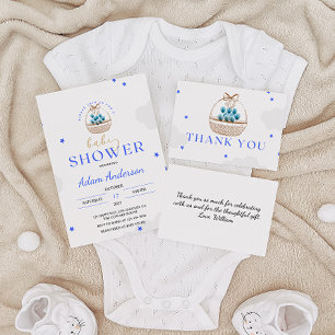 Carte de remerciements de Baby shower de panier bl