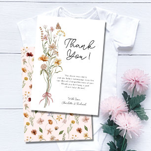 Carte de remerciements de Baby shower de petite fi