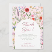 Carte de remerciements de Baby shower de petite fi (Devant)