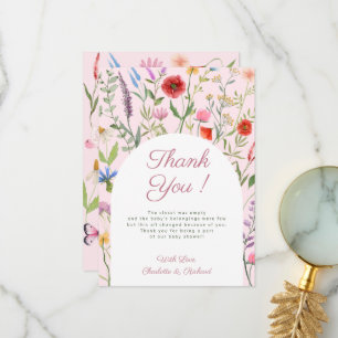 Carte de remerciements de Baby shower de petite fi