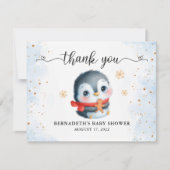 Carte de remerciements de Baby shower de pingouin  (Devant)