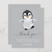 CARTE DE REMERCIEMENTS de Baby shower de pingouin (Devant / Derrière)