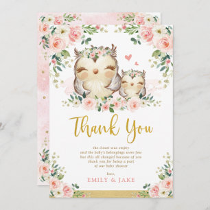 Carte de remerciements de Baby shower de Roses Ros