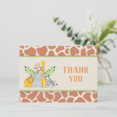 Carte de remerciements de baby shower de safari (Debout devant)