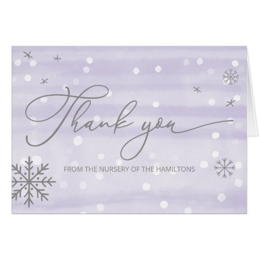 Carte de remerciements de Baby shower de Snowflake (Devant horizontal)