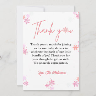 Carte de remerciements de Baby shower de snowflake
