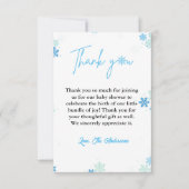 Carte de remerciements de Baby shower de snowflake (Devant)