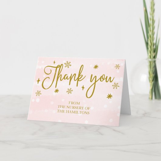 Carte de remerciements de Baby shower de Snowflake (Devant)