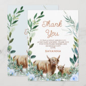 Carte de remerciements de Baby shower de veau de v (Devant / Derrière)