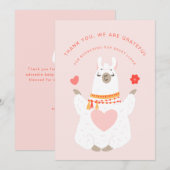 Carte de remerciements de Baby shower de Yoga Llam (Devant / Derrière)