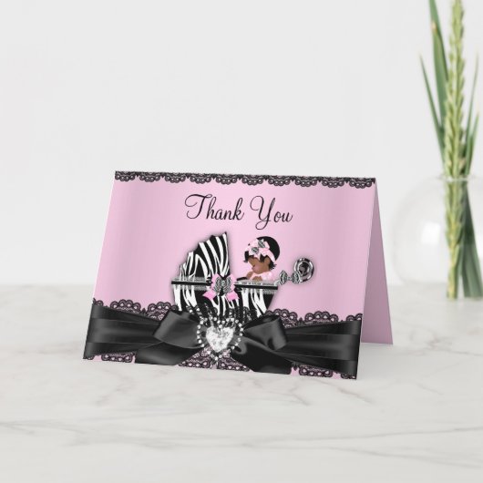 Carte de remerciements de baby shower de zèbre (Devant)