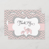 Carte de remerciements de baby shower d'éléphant (Devant / Derrière)