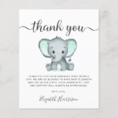 Carte de remerciements de Baby shower d'éléphants (Devant)