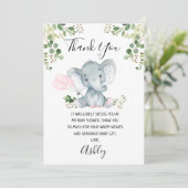 Carte de remerciements de Baby shower d'éléphants  (Debout devant)