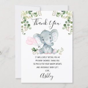 Carte de remerciements de Baby shower d'éléphants 