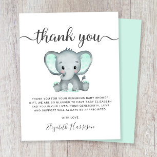 Carte de remerciements de Baby shower d'éléphants