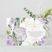 Carte de remerciements de Baby shower d'éléphants  (Debout devant)