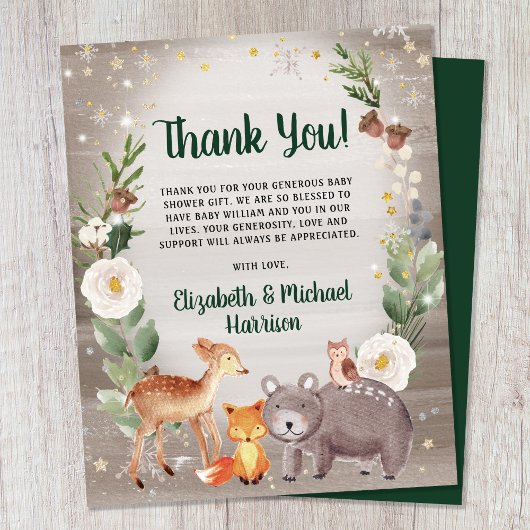 Carte de remerciements de Baby shower des animaux