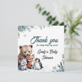 Carte de remerciements de Baby shower des animaux  (Debout devant)