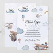 Carte de remerciements de Baby shower des nuages d (Devant / Derrière)