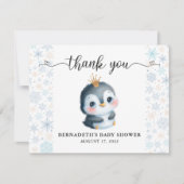 Carte de remerciements de Baby shower d'hiver de P (Devant)