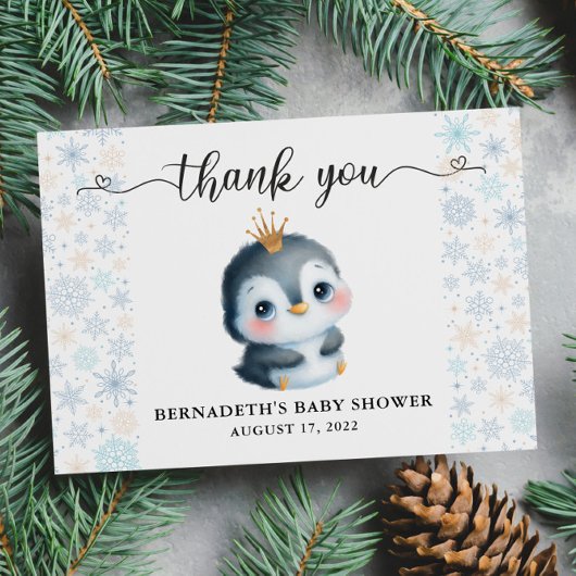 Carte de remerciements de Baby shower d'hiver de P