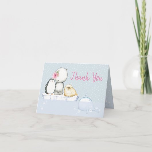 Carte de remerciements de Baby shower d'hiver pour (Devant)