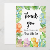 Carte de remerciements de Baby shower Dinosaur (Devant / Derrière)