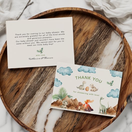 Carte de remerciements de Baby shower Dinosaur