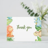 Carte de remerciements de Baby shower Dinosaur (Debout devant)