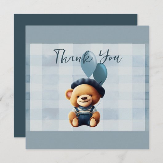 Carte de remerciements de Baby shower d'ours (Devant / Derrière)